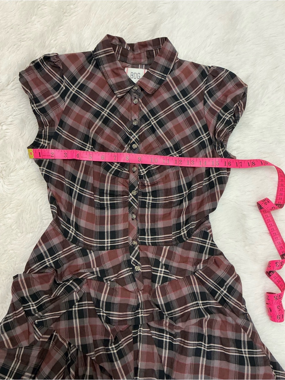 🌼 BDG - Plaid Pin Up Ruffle Hem Dress - - Picture 5 of 12
